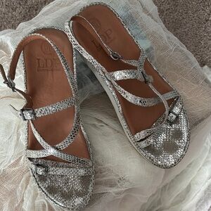 L'Amour Silver and Brown Sandals